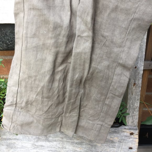 Olive Beige Linen Lounge Pant w Drawstrings - Picture 6 of 6
